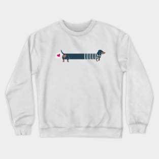 Dachshunds long love // fuchsia pink hearts scarves sweaters and other Valentine's Day details nile blue and brown funny weiner dog puppy Crewneck Sweatshirt